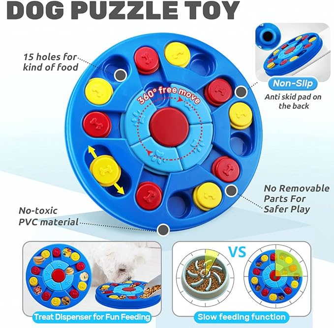 Joansan Dog Puzzle Toys Interactive Puzzle Game Dog Toy for Smart Dogs IQ Stimulation Treat Puzzle Toy for Dogs Treat Training,Puzzle Slow Feeder to Aid Pets Digestion (Advanced Level 2-3)