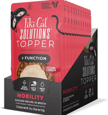 Tiki Cat Solutions Topper, Mobility, Chicken Recipe in Broth, 1.5 oz. Pouch (12 Pack)