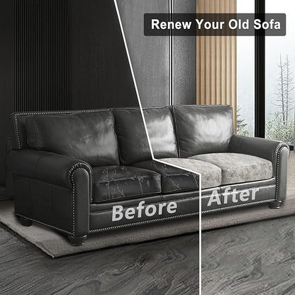 ANARACHON Leather Look Couch Cushion Covers Sofa Seat Slipcovers Sets Couches Furniture Protector for Sectional Armchair Loveseat Pets Kids Stretch Spandex Fabric (3 Cushion Sofa, Griege)
