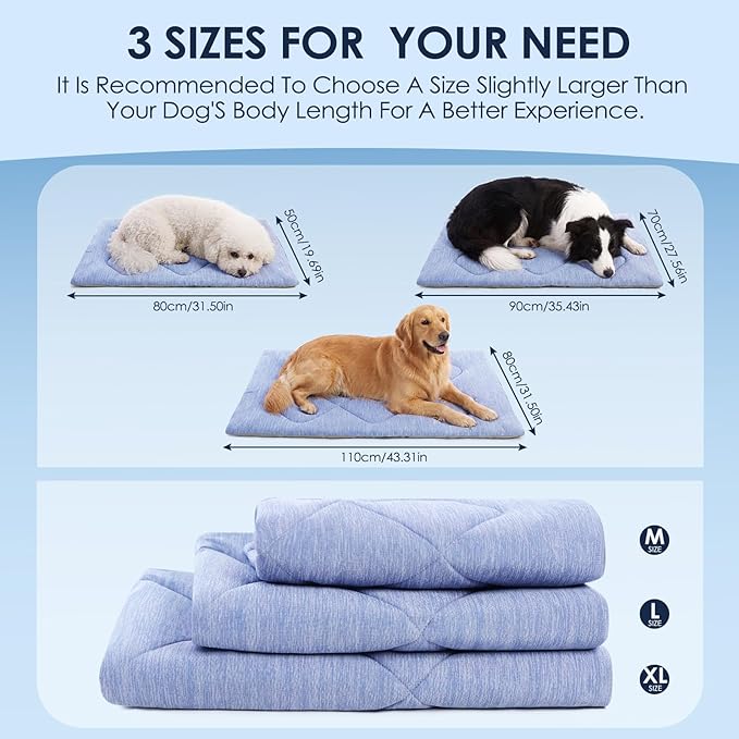 ASENKU Dog Cooling Mat, Portable & Durable Cooling Mat for Dogs, Summer Anti-Slip Breathable Cooling Bed for Medium-Large Dogs 35–60 lbs (Husky, Bulldog, Border Collie), 36x28 inches, Blue Diamond