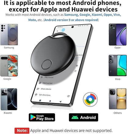 Tracker Smart Tags-4 Pack for Android, Bluetooth Tracker Works with Google’s Find Hub | Android Only | Replaceable Battery | Water- Resistance (1Black)
