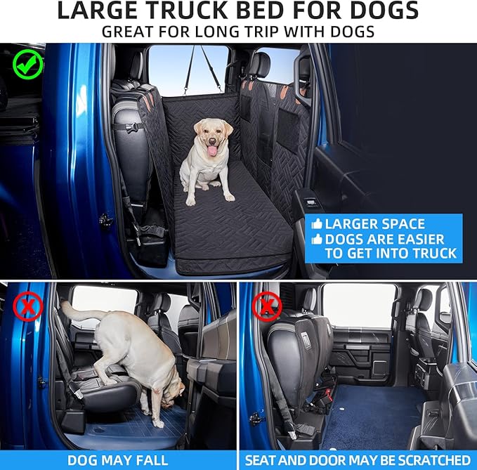 ABE Truck Floor Cover for Dogs,Dog Car Seat Cover for Back Seat,Seat Covers for Trucks,Dog Hammock for Truck,Back Seat Pet Cover for Dogs,Seat Cover for Truck F150/RAM1500/Silverado