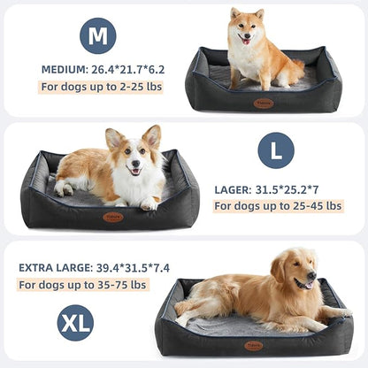 Tidore Orthopedic Dog Beds for Medium Dogs, Durable Egg Crate Foam Sofa Dog Bed wit Washable Removable Cover,Waterproof Lining,Pet Bed for Large Dogs (Dark Grey, 31.5" L x 25.2" W x 7" Th)