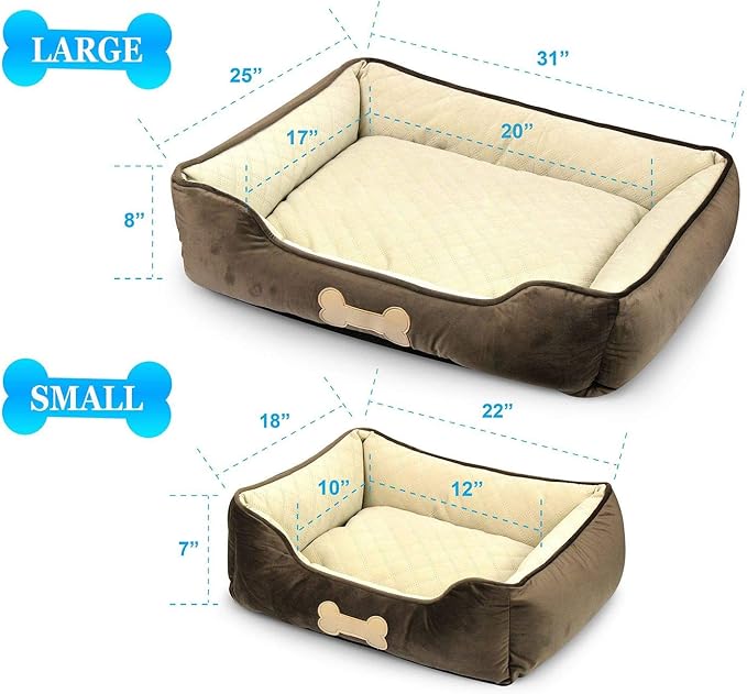 – Premium Dog or Cat Bed | Large Dog Bed Measures 30 x 23 x 7, Perfect for Pets up to 55 lbs. | 100% Polyester Pet Bed with Anti-Skid Bottom | Dark Brown