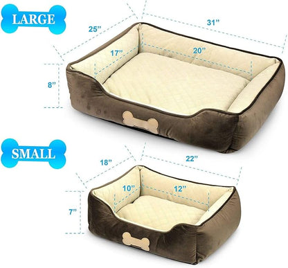 – Premium Dog or Cat Bed | Large Dog Bed Measures 30 x 23 x 7, Perfect for Pets up to 55 lbs. | 100% Polyester Pet Bed with Anti-Skid Bottom | Dark Brown