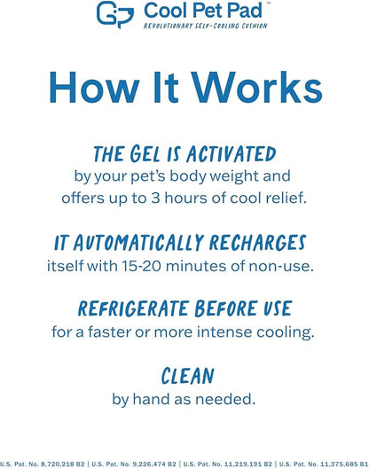 The Green Pet Shop Cool Pet Pad - Large, Latte- Self-Cooling, Pressure Activated Mat for Dogs & Cats from 46-80 lbs - Non-Toxic Gel, No Water Needed