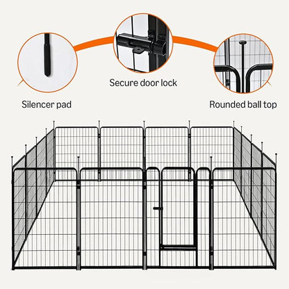Amazon Basics Dog Playpen, 16 Panels Metal Fence with Door, Foldable for Indoor and Outdoor Use, Suitable for Small to Medium Sized Dogs, 36 Inch Height, Black