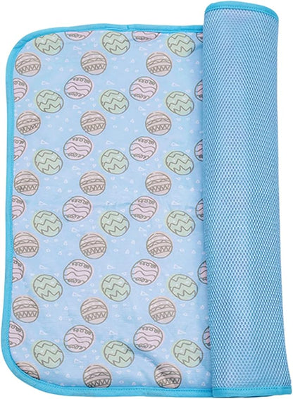 SEIS Dog Ice Pad Ice Silk Cats Kennel Mat Pet Cooling Pad Summer Cool Bamboo Mat Breathable Pad (Blue, M