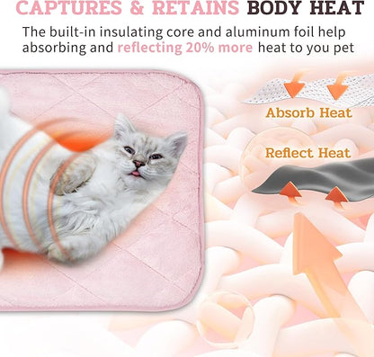 NWK Fluffy Self Warming Cat Mat, Cat Blanket, Thermal Dog Mat, Washable, Non-Slip Bottom for Sofa & Crate & Kennel & Car Seat (Blush Pink, Medium (28'' X 19'' X 0.4''))
