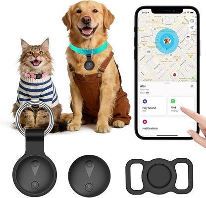 Pet GPS Tracker for Dogs,Smart Mini Location Tractive Collar Trackers for Cats,Works with iOS Find My,No Monthly Fee Subscription,IP67 Waterproof Real-Time Global Tracking Anti-Lost Ultra-Slim