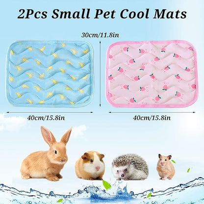 2Pcs Small Animals Cooling Mat, Guinea Pig Cooling Sleeping Pad, Rabbit Cool Pad, Breathable Small Pet Self Hot Day Bed Blanket for Rabbit Bunny Hedgehog Hamster Stay Cool 15.8x11.8in