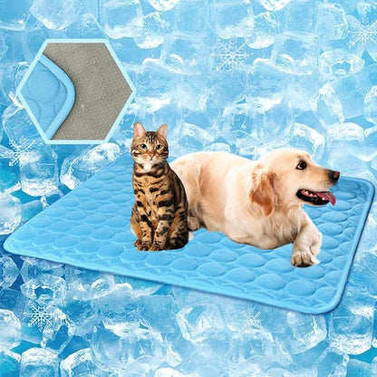 2026 Upgraded Washable Dog Cooling Mat Ice Silk Cooling Mat for Dogs Pet Self Cooling Pad Blanket Dog Cooling Pad (Q-Max>0.4) for Indoor & Outdoor Car Seats (Blue, 59x39 in)