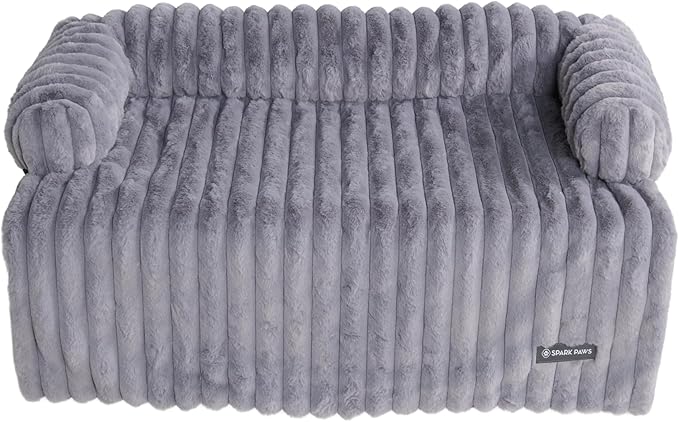 Spark Paws Luxury Dog Couch Cover Bed, Calming Pet Furniture Protector for Large & Small Dogs, Washable Bolster Dog Bed for Couch, Sofa & Bed - Grey, XL