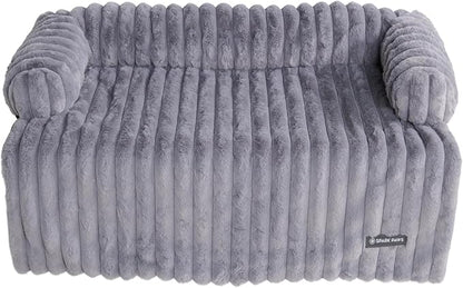 Spark Paws Luxury Dog Couch Cover Bed, Calming Pet Furniture Protector for Large & Small Dogs, Washable Bolster Dog Bed for Couch, Sofa & Bed - Grey, Medium