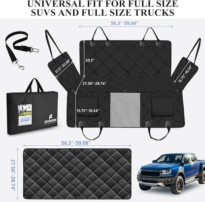 Back Seat Extender for Dogs Truck-Large Space, Blanket Dog Pet Seat Cover Back Seat Holds 400lbs, Backseat Dog Hammock for Crew Cab Trucks F150, RAM1500, Sierra, Tundra, Silverado, Black
