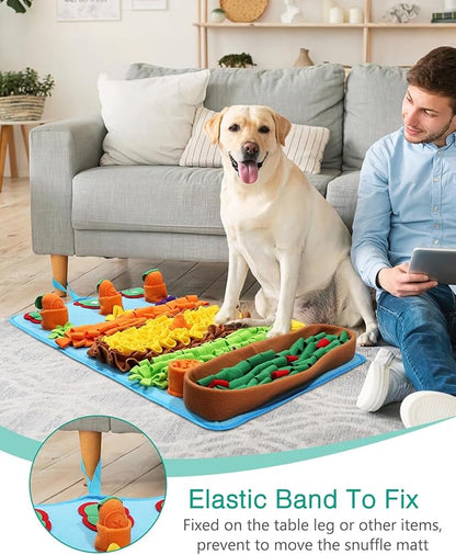ORIA Snuffle Mat for Dogs, 32''x20'' Dog Puzzle Mat with 4 Squeaky Carrots, for Boredom, Mental Stimulation, Stress Relief, Slow Feeder Dog Treat Mat for Small Medium Large Dogs