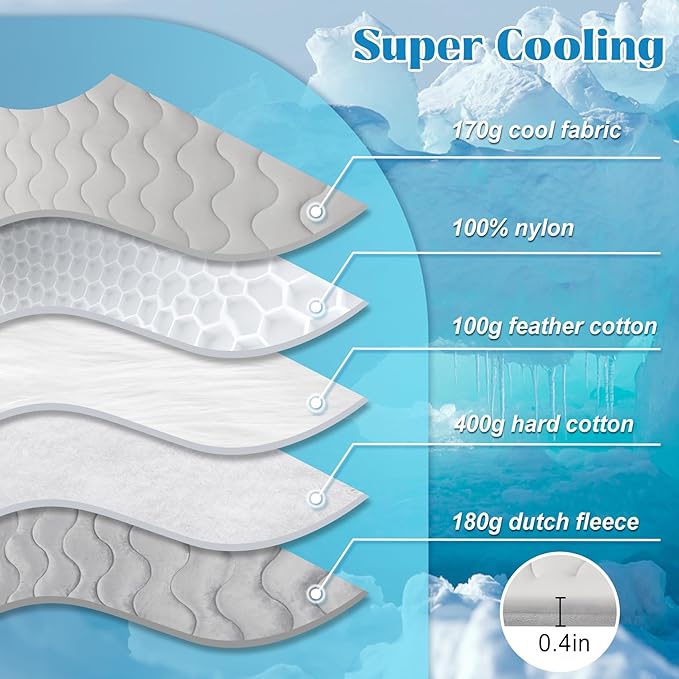 Dog Cooling Mat for Extra Large Dogs & Cats, Q-MAX>0.4 Breathable Cooling Crate Pad Indoor for Pet with Chill Cool Fiber, Portable Waterproof Washable Self-Cooling Pad in Outdoor Summer 36"×23"