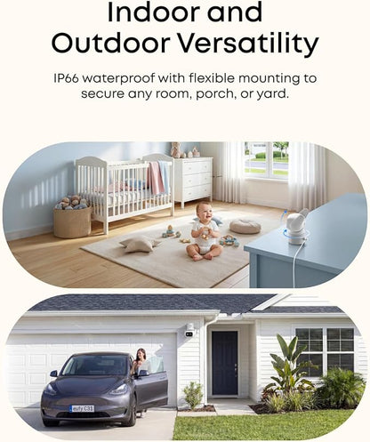eufy Security Wired Camera C31, Indoor/Outdoor Camera, IP66, 360° Coverage with Pan&Tilt, 24/7 Recording, Auto Tracking, No Subscription, Color Night Vision, AI Human/Vehicle/Pet/Cry Detection