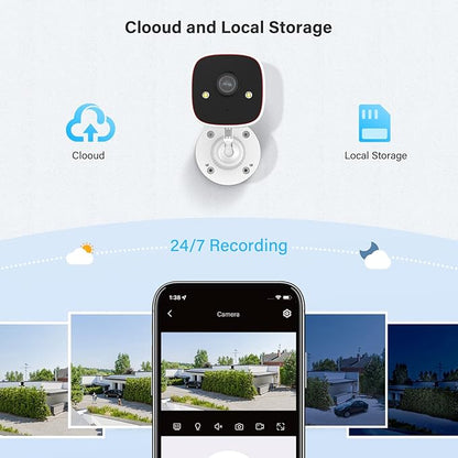 Jennov 2K Security Cameras, WiFi Indoor Cameras for Home Security, Plug in Powered Pet Cams, Dual-Band (5GHz/2.4GHz), Color Night Vision, 2-Way Audio, Human Motion Detection, IP66 Waterproof Outdoor