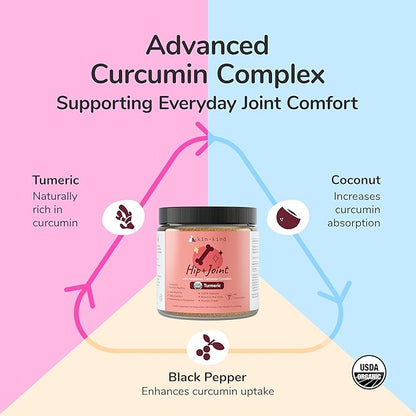kin+kind Hip and Joint Supplement for Dogs & Cats – Vet Formulated Natural Joint Support with Organic Turmeric, Black Pepper & Coconut – Dog Essentials & Cat Essentials – Made in USA – 3x8 oz (Large)