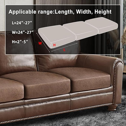 ANARACHON Leather Look Couch Cushion Covers Sofa Seat Slipcovers Sets Couches Furniture Protector for Sectional Armchair Loveseat Pets Kids Stretch Spandex Fabric (3 Cushion Sofa, Brown)