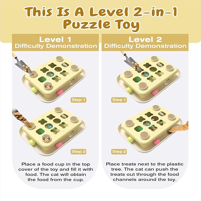 KADTC Cat Enrichment Toys, 3 Ways to Play, Large Size, Track Balls & Peek-and-Play Box, Cat Puzzle Feeder Toy, Slow Feeder & Mental Stimulation for Indoor Cats