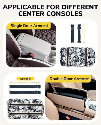 Center Console Dog Car Seat, Puppy Carseat for Small Dogs, Cat Car Seat with Metal Frame and Double Protection Seat Belts, Pet Booster Seat with Washable Cushion and Clip-on Leash Cute Zebra Print