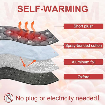 BEAUTYZOO Self Warming Cat Bed Pad, Self Heating Dog Bed Mat, Heated Cat Bed for Indoor Outdoor Cats, Thermal Warmer Pet Pad for Kitten Puppy Washable Non-Slip Chew Proof, 2 Pack 16 x 20 Inches Gray