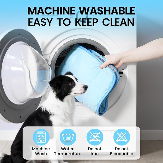 Dog Cooling Mat, Double-Sided with Cooling Fabric & Warm Flannel, 43.3" x 31.5" Thickened Cooling Mat for Dogs, No Electricity Needed, Machine Washable, Portable Crate Pad for Indoor & Outdoor Use