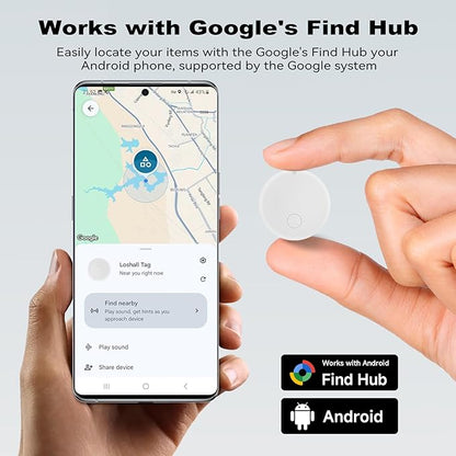 Air Smart Tags-2 Pack for Android, Google Android Tag Tracker Work with Google Find My Device (Find Hub), Key Finder/Luggage Tracker/Item Locator, 2 Pack White
