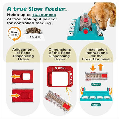 KADTC Dog Puzzle Toy, XL Size, 2 Levels of Challenge, Paw-Activated Rolling Treat Dispenser, Slow Feeder & Mental Stimulation for Medium/Large Dogs Enrichment Toys