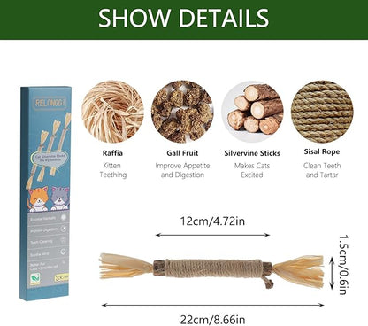 3 PCS Silvervine Sticks for Cats - Natural Cat Chew Toys for Teeth Cleaning, Kitten Teething & Aggressive Chewers