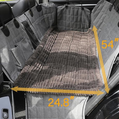 Awjcsv Dog Car Seat Cover for Back Seat, Dog Bed for Car, Fit for Backseat Extenders, Car Seat Protector, Nonslip Soft Durable for Cars Trucks and SUVs (Black, 24.8" x 54")
