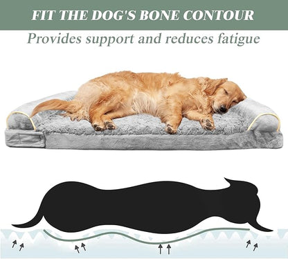 Orthopedic Dog Bed for Large Dog,Memory Foam XL Extra Large Cat Bed with Stickable Design Waterproof Pet Couch Bed with Washable Removable Cover(54 in,Grey)