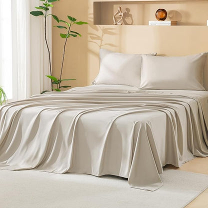 Litanika Oversized Alaskan King Comforter Set with Sheets 128x120, 7 Pieces Super King Plus Bed in a Bag Boho Tufted Bedding Comforter Sets Oatmeal