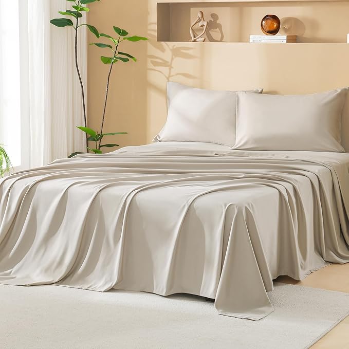 Litanika Oversized King Size Comforter Set with Sheets Oatmeal - 7 Pieces Bed in a Bag Oversized King Boho Tufted Complete Bedding Sets with Comforter, Sheets, Pillowcases & Shams