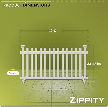 22in H x 44in W (2 Panels) Freestanding Zippity Portable Puppy Fence Kit, Dog Puppy Playpen, Pet Border Outdoor for Yard, Vinyl Picket Outdoor Animal Fences, Pup Play Pen Indoors, ZP19055