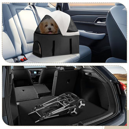 Athena Collection 4 Wheels Pet Stroller for Medium Dogs 33 Lbs - Puppy Cat Carrier With Detachable Carrier, Cup Holder Tray, Bottom Storage - Black
