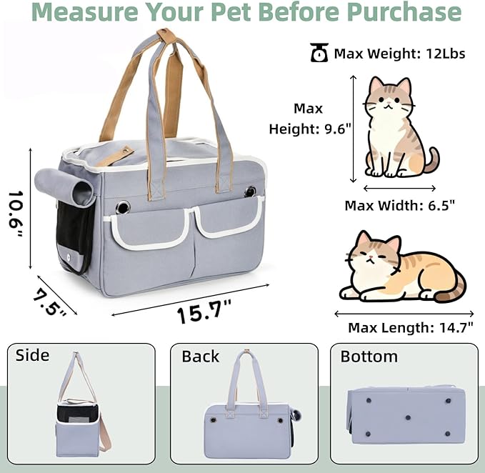 Covzoe Collapsible Pet Carrier, Soft Sided Cat Carrier for Small Cats up to 12 Lbs, Airline Approved Portable Pet Travel Bag with Shoulder Strap, Mesh Top Load Small Dog Carrier Bag for Outdoor