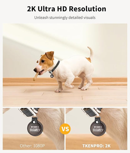 TKENPRO 2K Pet Camera Treat Dispenser, 360°View Dog Camera with Phone App, 5G&2.4G WiFi 2-Way Talk Pet Cam Indoor for Cats Remote Treat Tossing, Motion Alerts, Auto Tracking