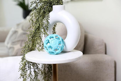 JW Pet HOL-ee Roller™, Dog Toy Puzzle Ball, Natural Rubber, Small (3 Inch Diameter), Blue