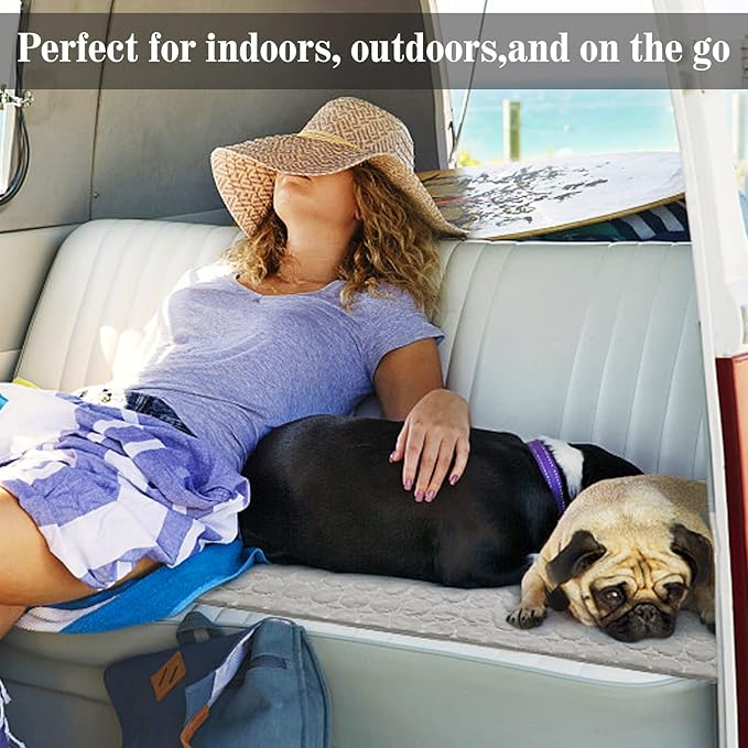 Washable Dog Mat Ice Silk Cooling Mat for Dogs Pet Self Pad Blanket Dog Pad for Indoor & Outdoor Car Seats (40x28 in, Light Grey)
