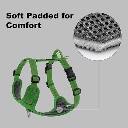 Plutus Pet No Pull Dog Harness, Reflective Adjustable Dog Vest Harness with Handle, Escape Proof, Soft Padded for Small Medium Large Dogs (Green, XL)