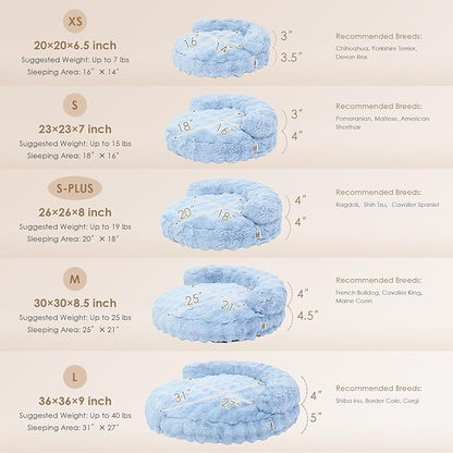 EHEYCIGA Dog Bed Medium Size Dog, Fluffy Small Dog Couch with Removable Washable Cover, Bolster Pet Sofa, Waterproof and Non-Slip, 30" x 30"x 8.5", Blue