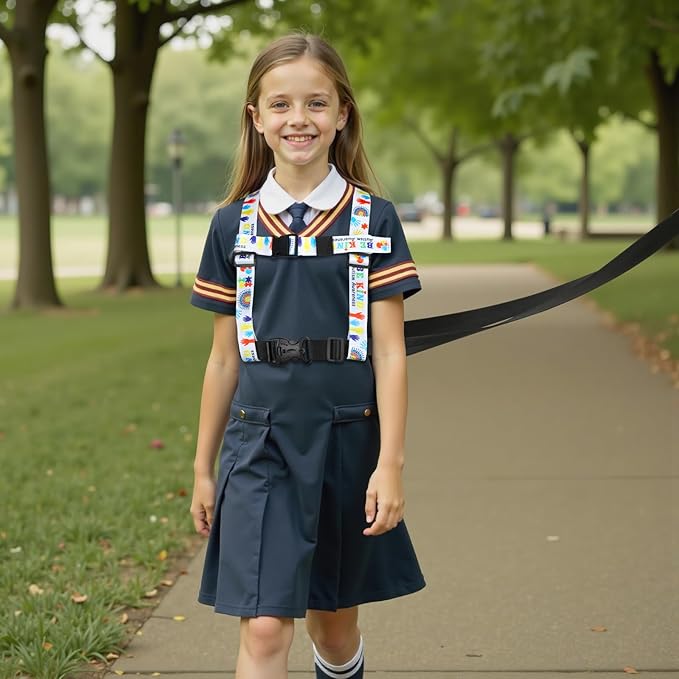 Safety Walking Harness and Leash for Autism & Special Needs Kids Ages 6-12 with Easy-Adjust Tether + Emergency Grab Handle for Wandering Prevention & Calm Outdoor Adventures