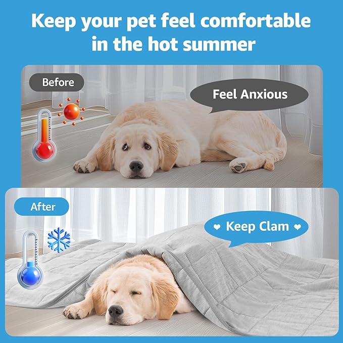 Dog Cooling Blanket, 0.4 Q-MAX Cooling Blanket For Large Dogs Washable, Cool To Touch Dog Blankets For Bed Cover, Soft Lightweight Cooling Dog Blanket Help Your Pet Sleep Well In Summer (43"×55"/Grey)