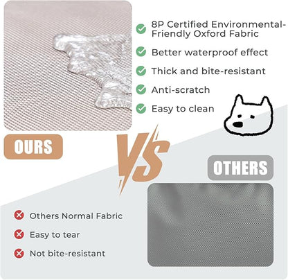 Orthopedic Outdoor Waterproof Dog Beds for Large Dogs, Washable Pet Bed with Egg Crate Foam Pet Bed Mat for Crate and Removable Oxford Fabric Cover,41"x 29",Beige