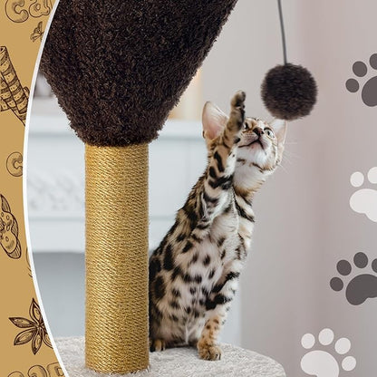 Sosation Espresso Martini Cat Scratcher 19.7" H Cat Scratching Post Scratcher with Dangling Ball for Indoor Cats Scratching Post for Kittens and Medium Large Cats