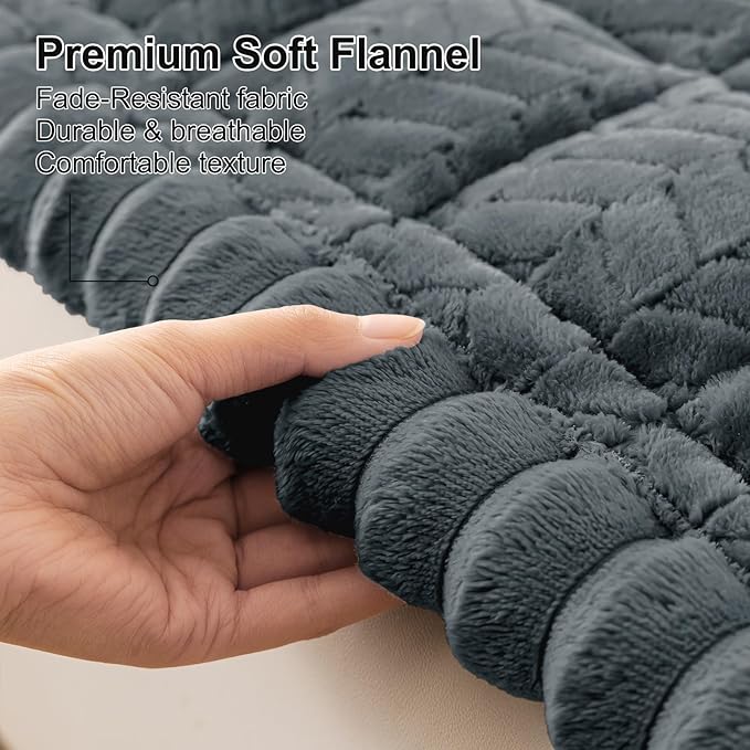 Smiry Non Slip Couch Covers for Dogs, Fuzzy Pet Couch Covers for 2 Cushion Sofa Pet Friendly, Soft Sofa Loveseat Slipcovers Cushion Furniture Protector Washable (Dark Grey, 27.6" x 47")