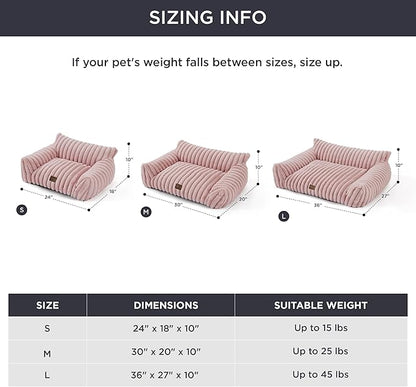 Bedsure ComfyFleece™ Cute Dog Couch for Medium Dogs - As Seen on TV on Good Day New York, Dog Couch Bed with Removable, Washable Cover, Supportive Pet Sofa, for Medium Large Dogs, 36inch, Blush Pink